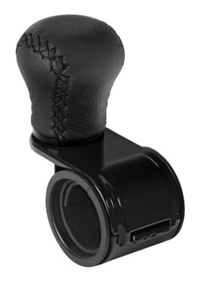 Revolve, pomello volante in pelle con cuciture nere, staffa nera