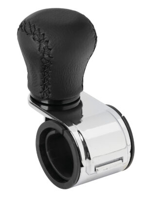 Revolve, pomello volante in pelle con cuciture nere, staffa cromata