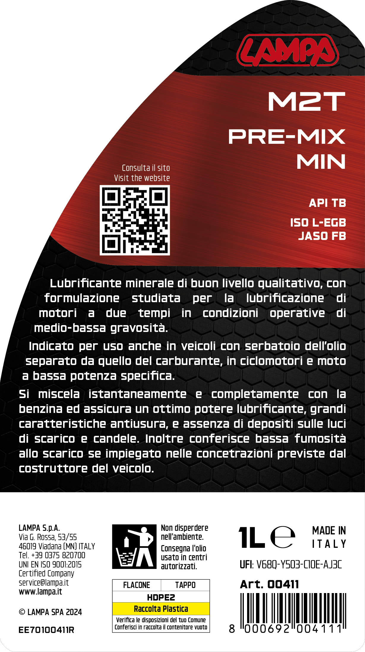 M2T Pre-Mix Min, olio per miscela scooter 2 tempi - 1 L - immagine 3