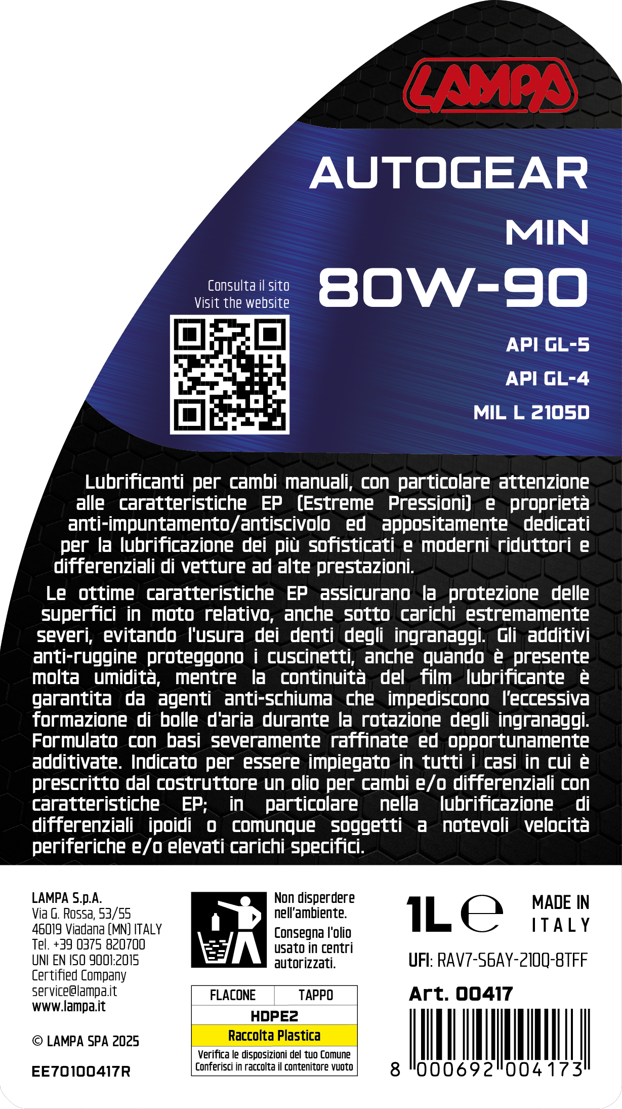Autogear Min 80W-90, olio cambio manuale - 1 L - immagine 3