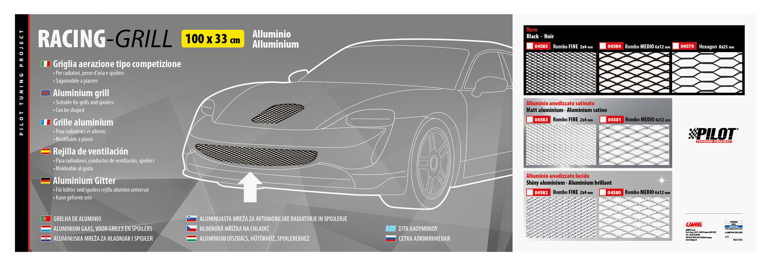 Racing Grill - Hexagon 8x25 mm - 100x33 cm - Nero anodizzato - immagine 2