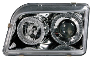 Coppia fanali anteriori Angel-Eyes - compatibile per  Renault Clio (9/90-2/96) - Cromo