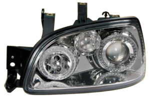 Coppia fanali anteriori Angel-Eyes - compatibile per  Renault Clio (3/96-3/98) - Cromo