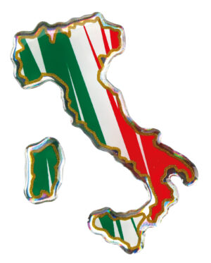 Sticky 3D - Stivale tricolore Italia, 1 pz - 35x66 mm - Confezione da 10 pezzi