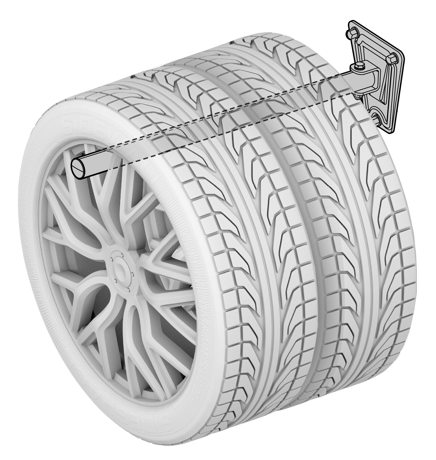 Set 2 ganci porta gomme e cerchioni da parete richiudibili 6 Set 2 ganci porta gomme e cerchioni da parete richiudibili - immagine 6