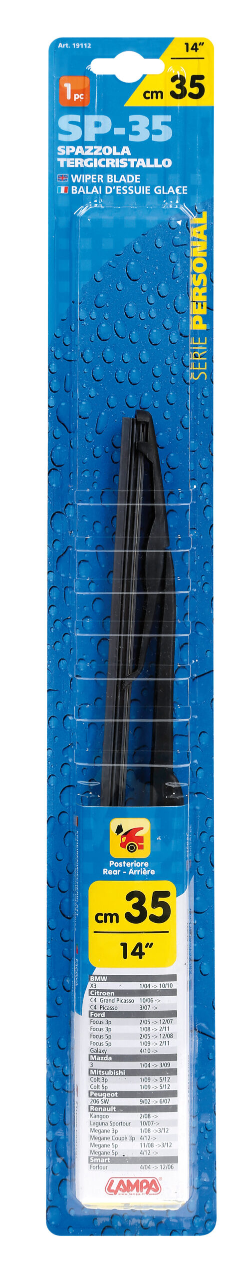 Personal, spazzola tergicristallo - SP35 - 35 cm (14") - posteriore - 1 pz 3 Personal, spazzola tergicristallo - SP35 - 35 cm (14") - posteriore - 1 pz - immagine 3