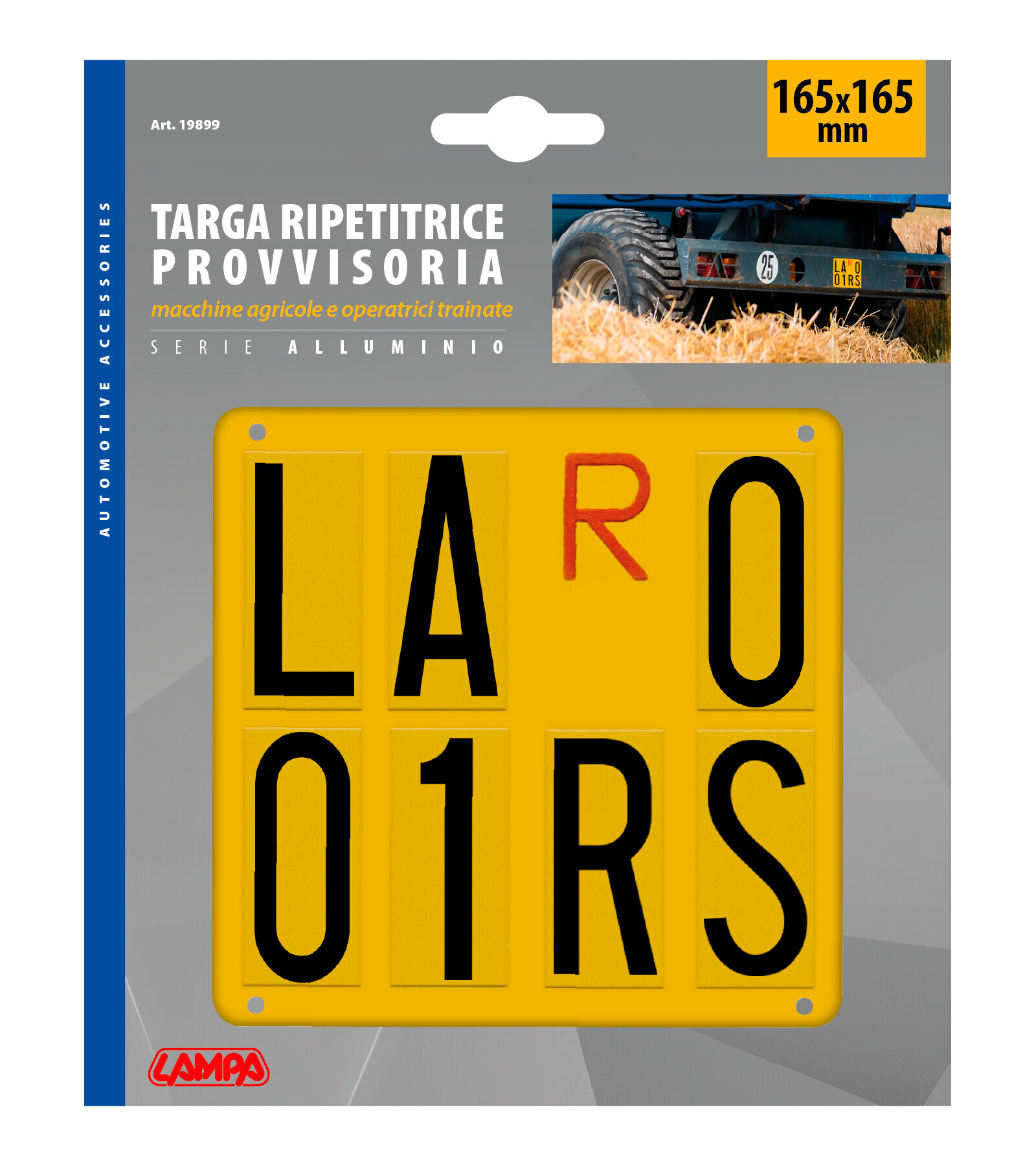 Targa provvisoria per rimorchi agricoli e macchine operatrici trainate - 165x165 mm - immagine 2