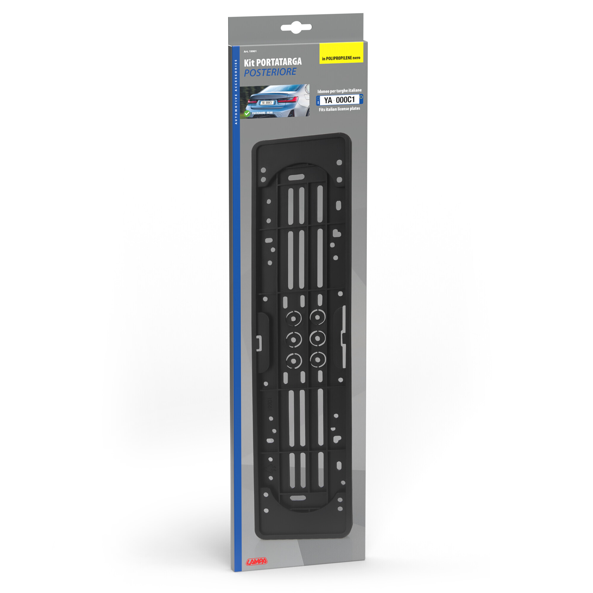 Portatarga posteriore in polipropilene - Nero - immagine 2