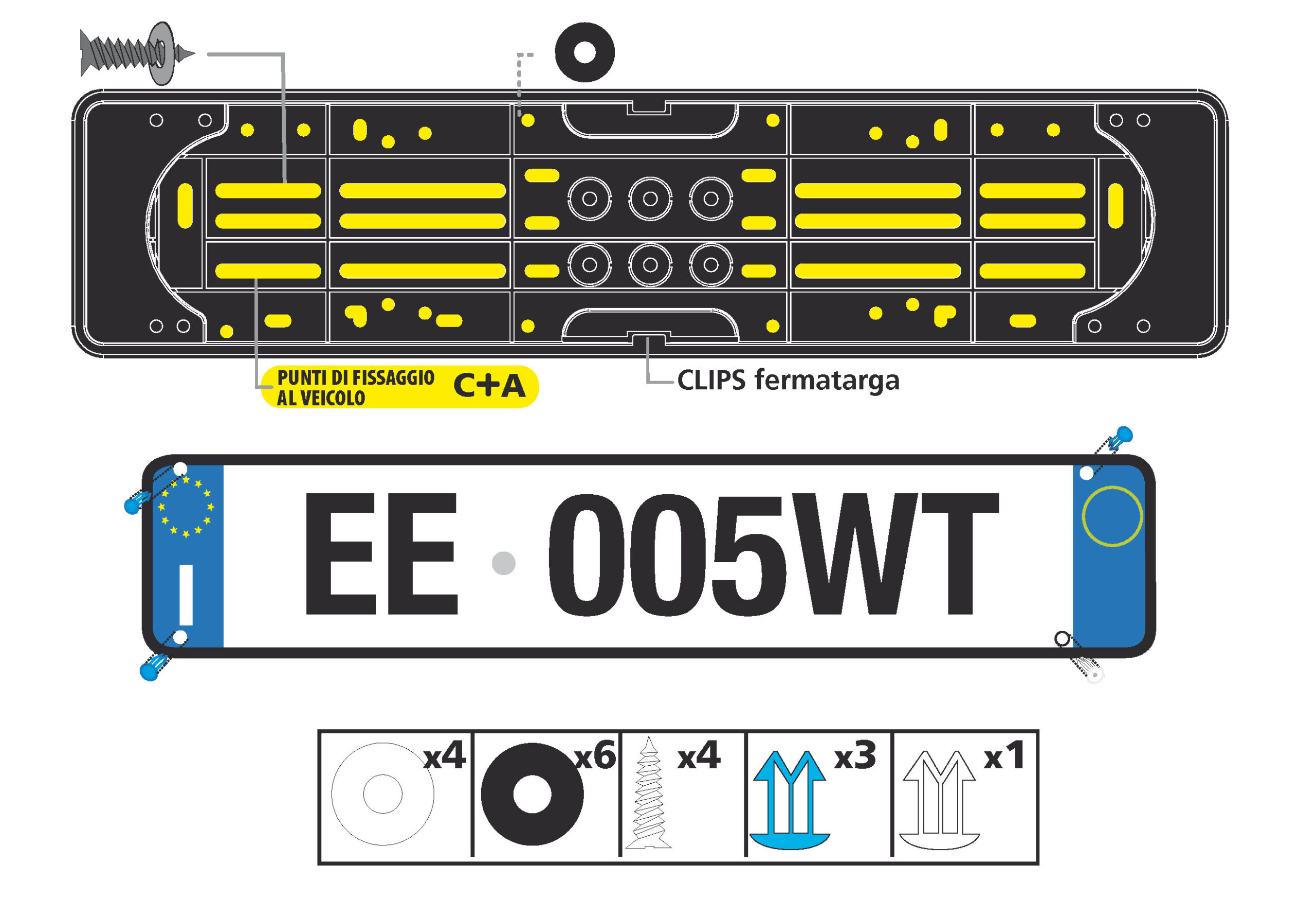 Portatarga posteriore in polipropilene - Nero - immagine 3