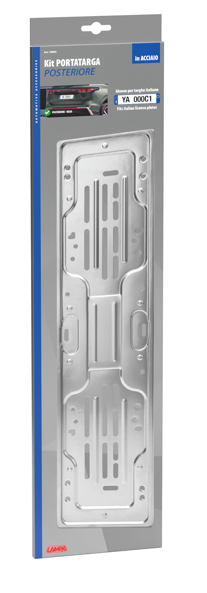 Portatarga posteriore in acciaio - Grigio - immagine 2