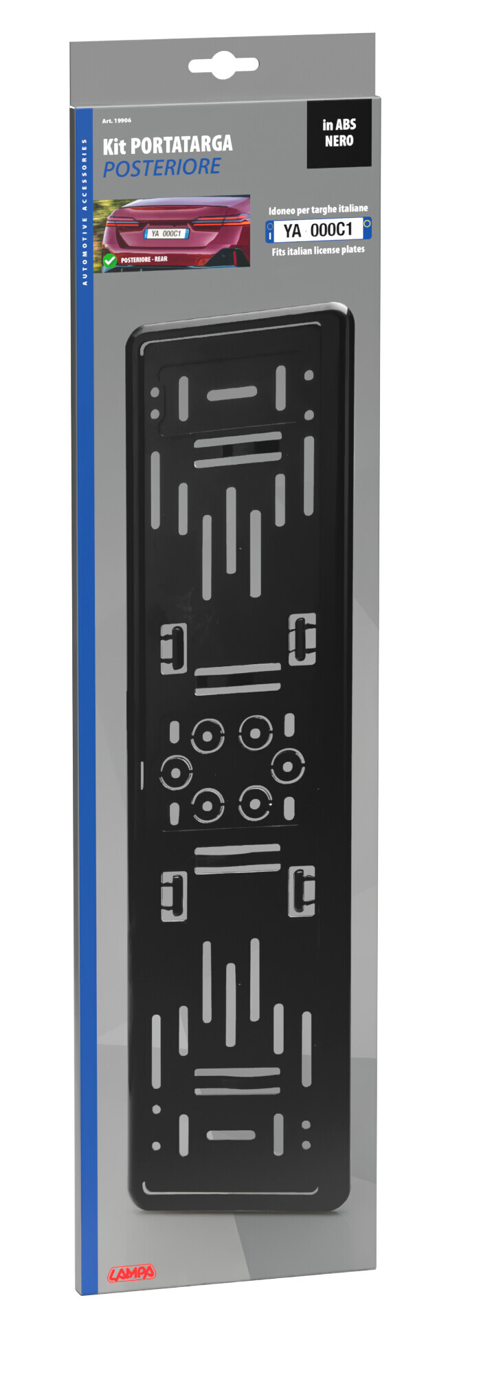 Portatarga posteriore in ABS - Nero - immagine 2