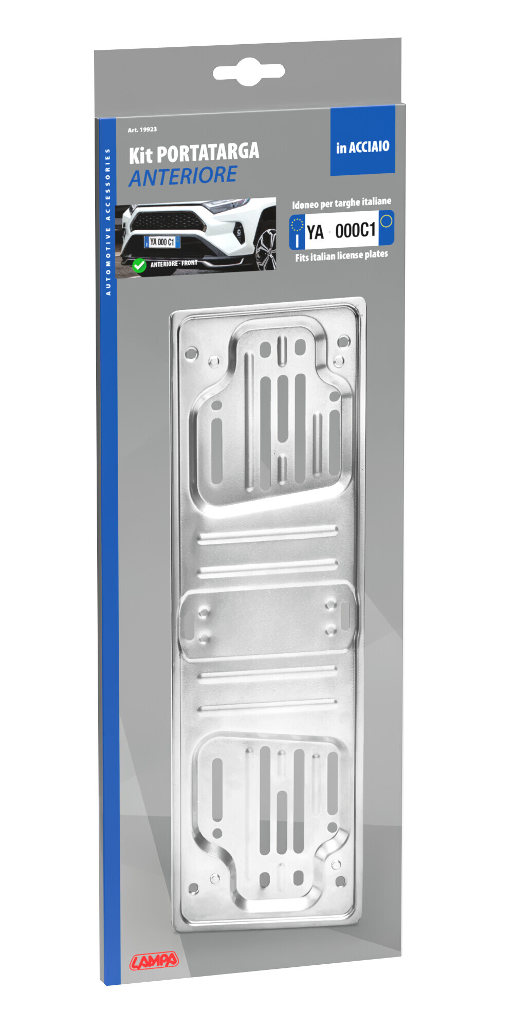 Porta targa anteriore in acciaio - Grigio - immagine 2