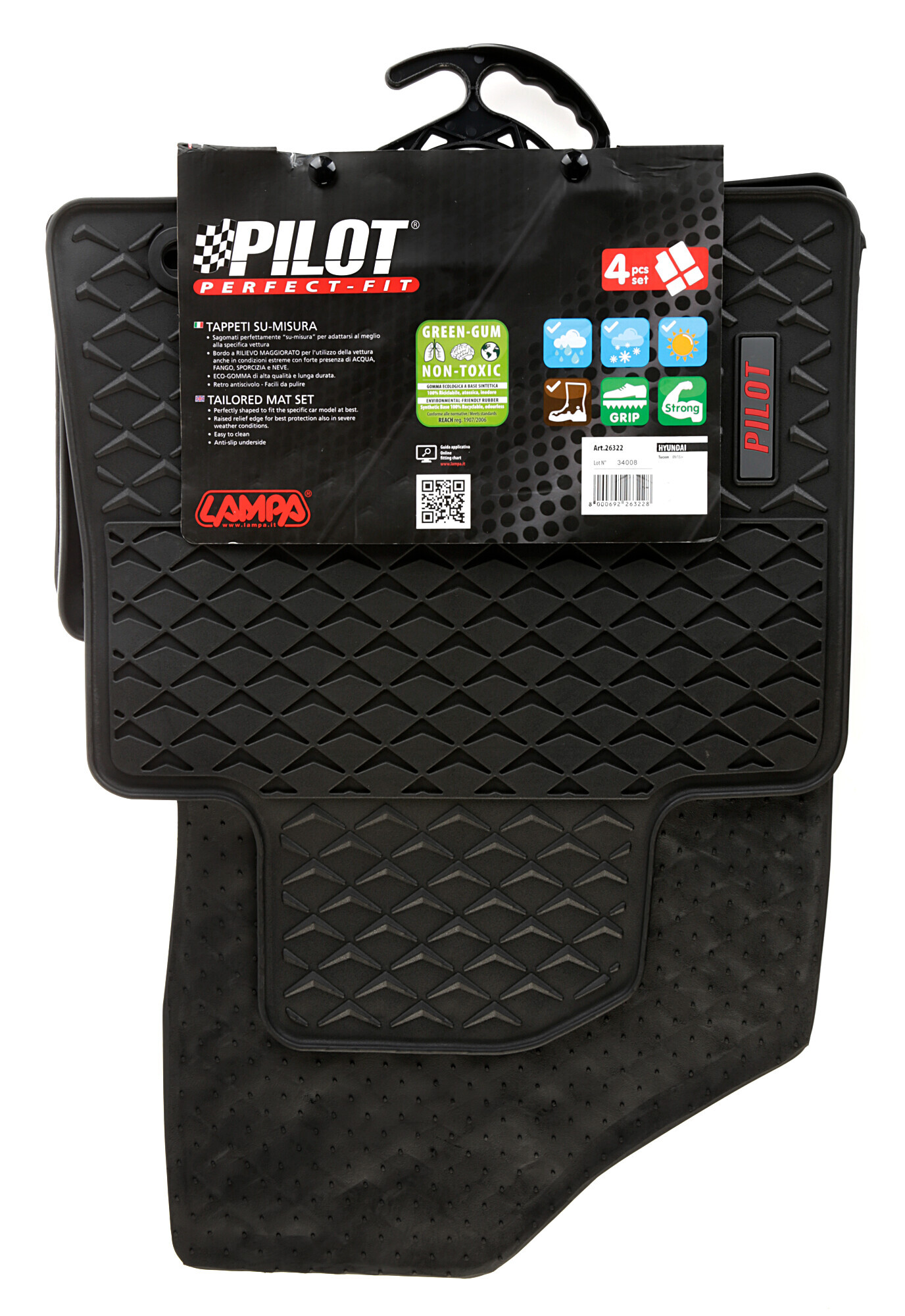 Pilot, set tappeti su misura in eco gomma - compatibile per Hyundai Tucson (09/15>10/20) 2 Pilot, set tappeti su misura in eco gomma - compatibile per Hyundai Tucson (09/15>10/20) - immagine 2