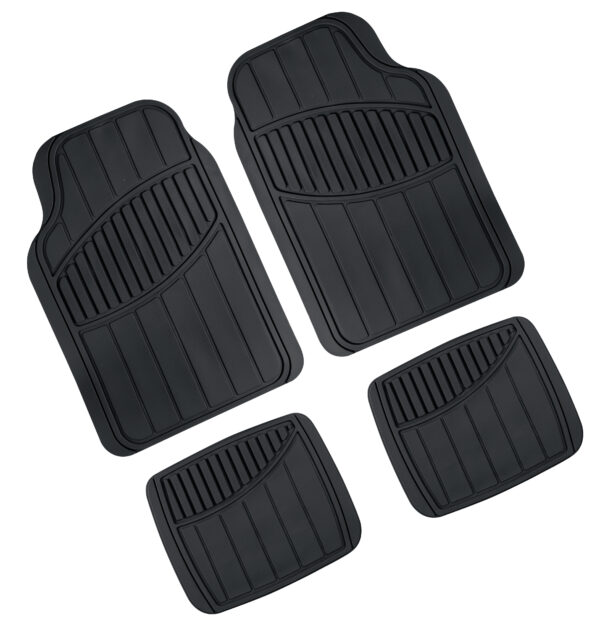 Kyoto, serie tappeti universali in pvc 4 pezzi - Nero