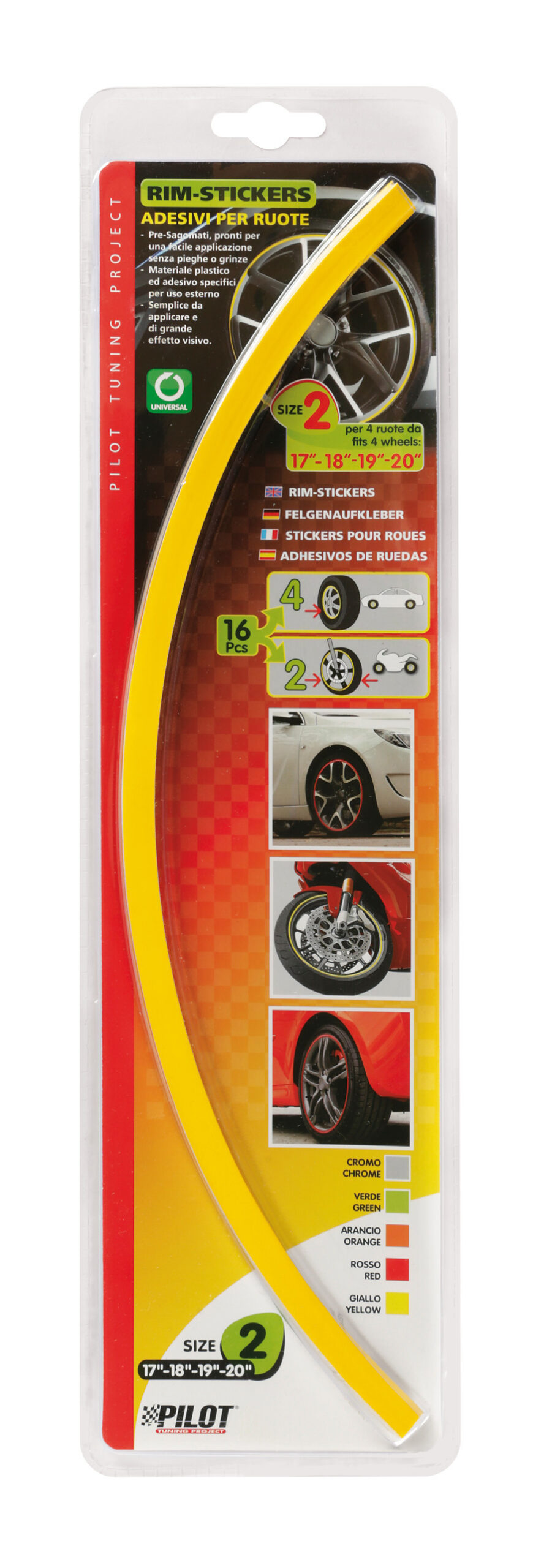 Rim-Stickers, profili adesivi ruota - Taglia 2 - Giallo - immagine 2