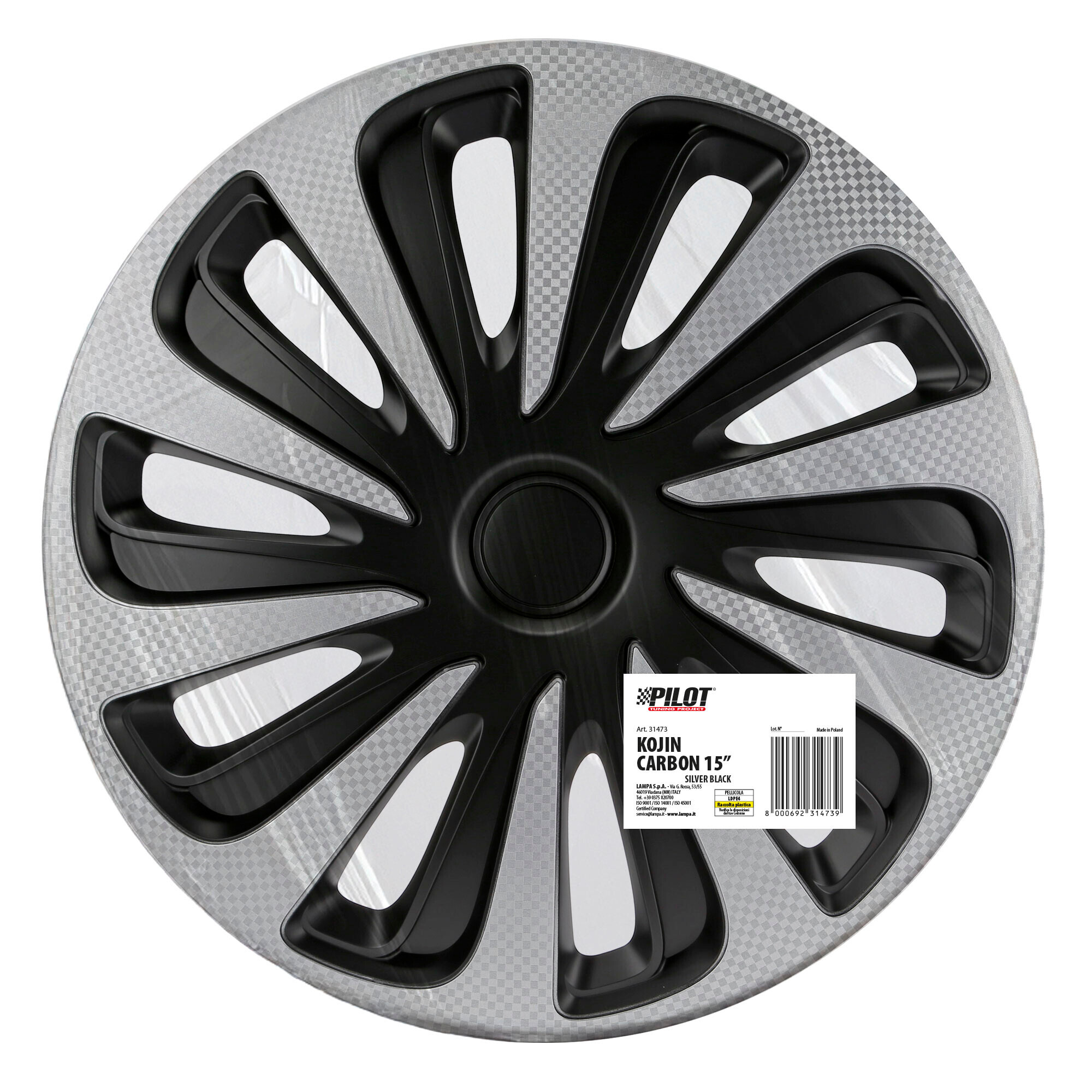 Kojin Carbon Silver-Black, copricerchio - Ø 15” - immagine 2