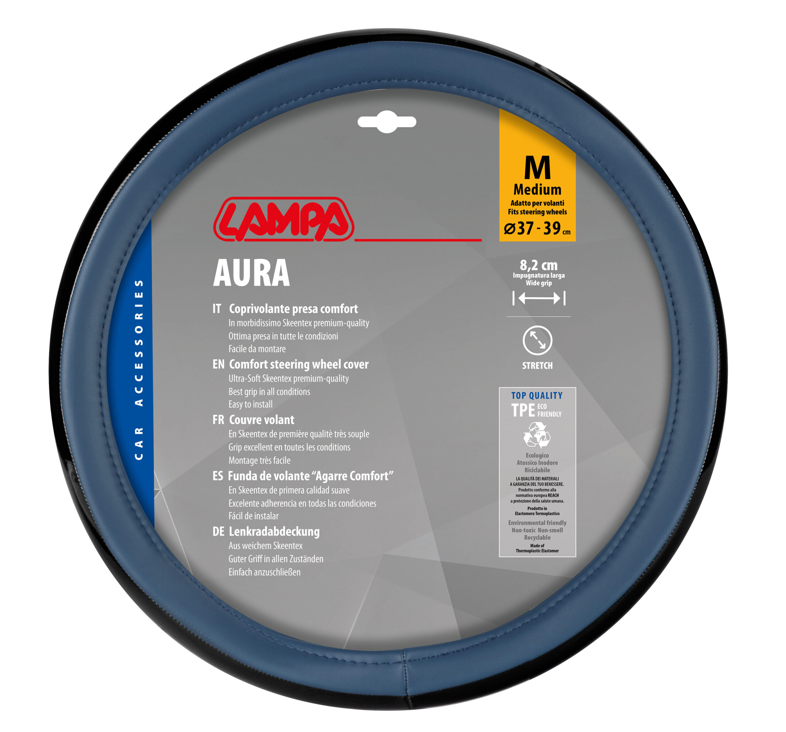 Aura, coprivolante in Skeentex - M - Ø 37/39 cm - Blu - immagine 3