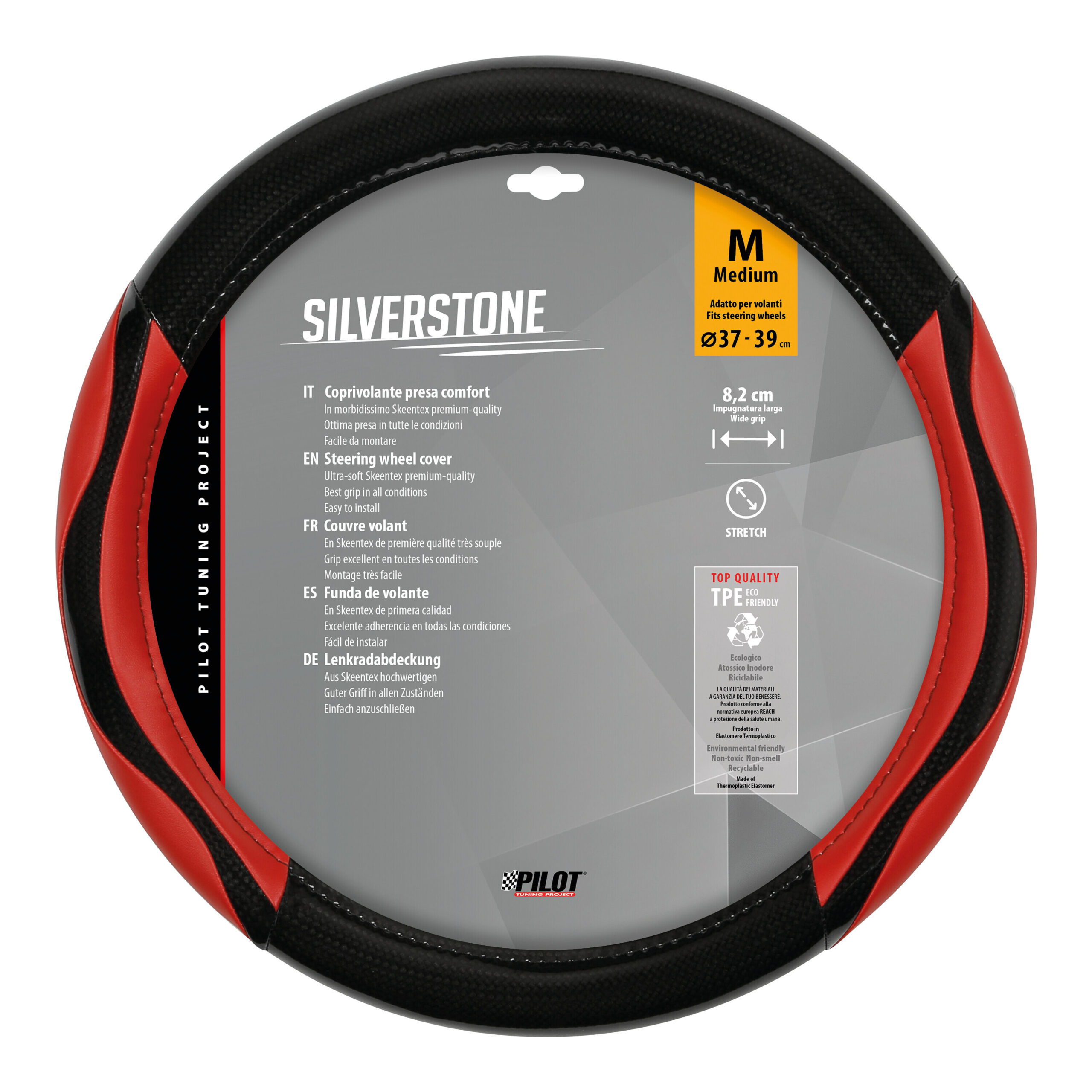 Silverstone, coprivolante in Skeentex - M - Ø 37/39 cm - Rosso