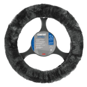 Comfort Wheel, coprivolante elasticizzato in vera pelliccia - Antracite - &Oslash; 35-42 cm