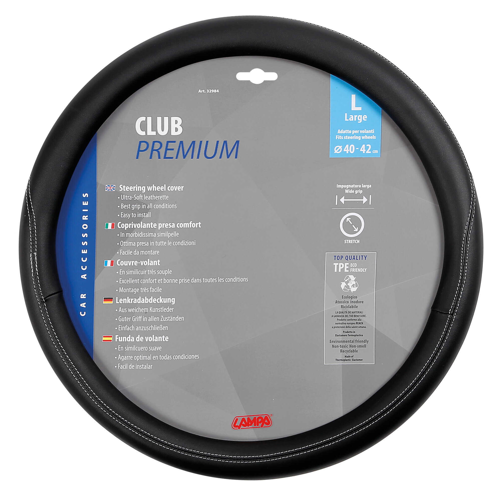 Club, coprivolante in Skeentex - L - Ø 40/42 cm - Nero - immagine 2
