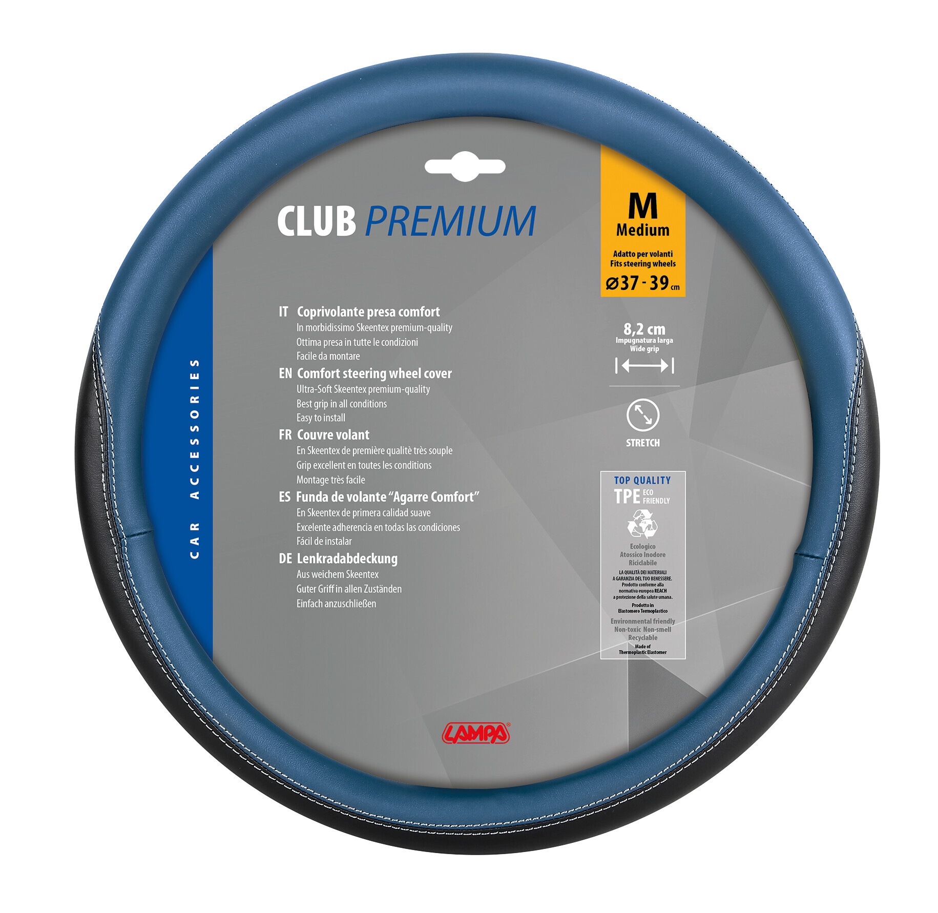 Club, coprivolante in Skeentex - M - Ø 37/39 cm - Nero/Blu 1 Club, coprivolante in Skeentex - M - Ø 37/39 cm - Nero/Blu