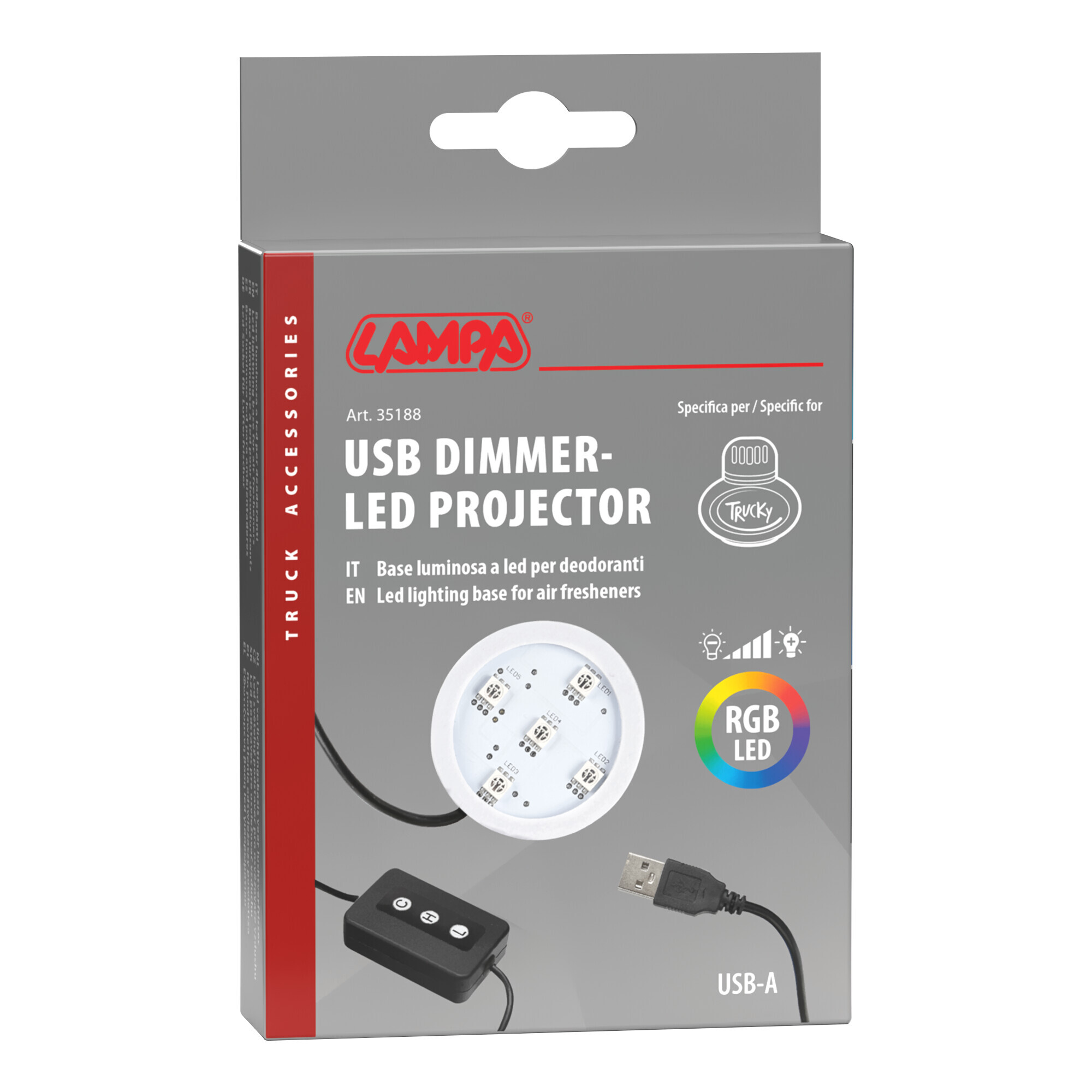 Trucky Led, base luminosa a led, USB - 7 colori con dimmer - immagine 2