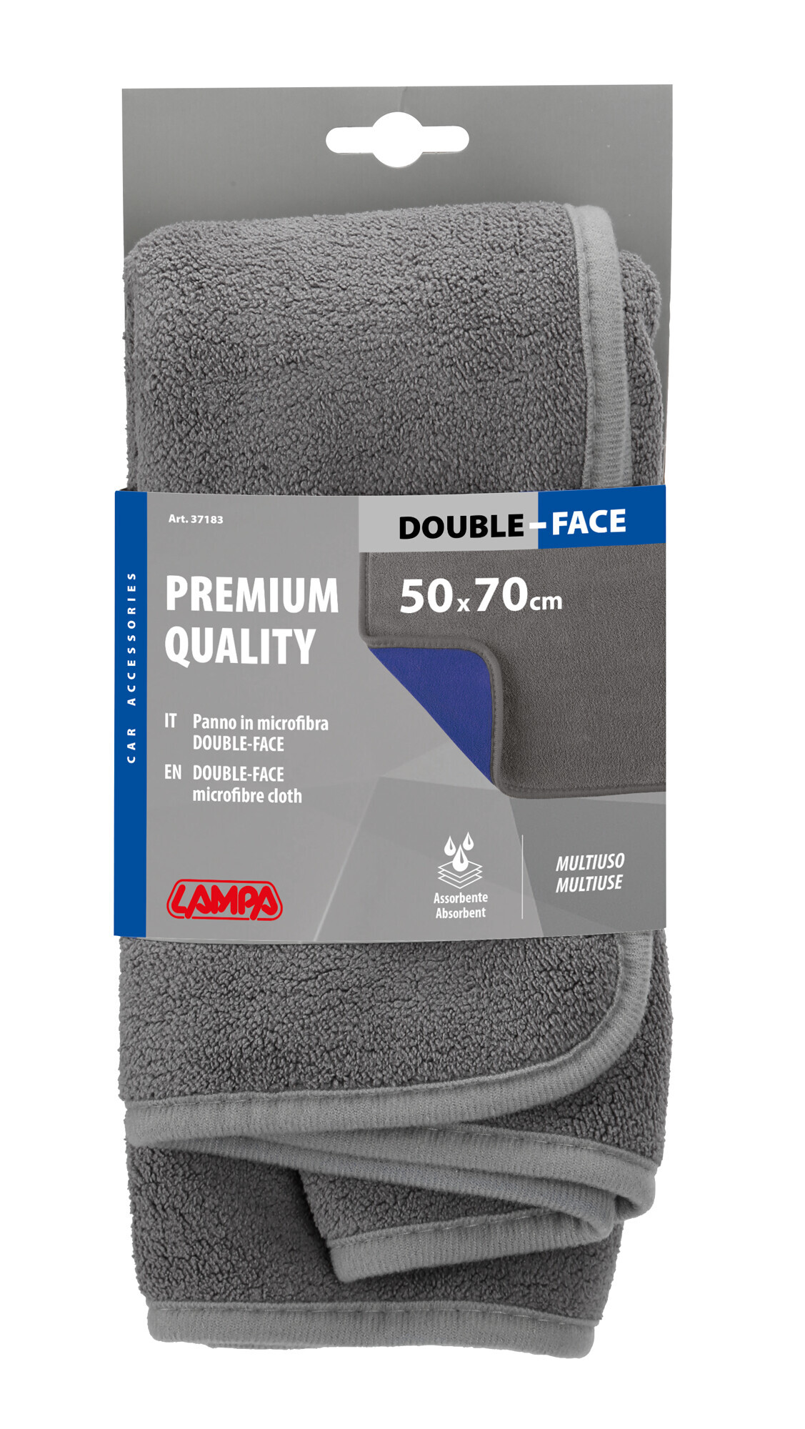 Premium Quality, panno in microfibra double-face - 50x70 cm - Grigio/Blu - immagine 4