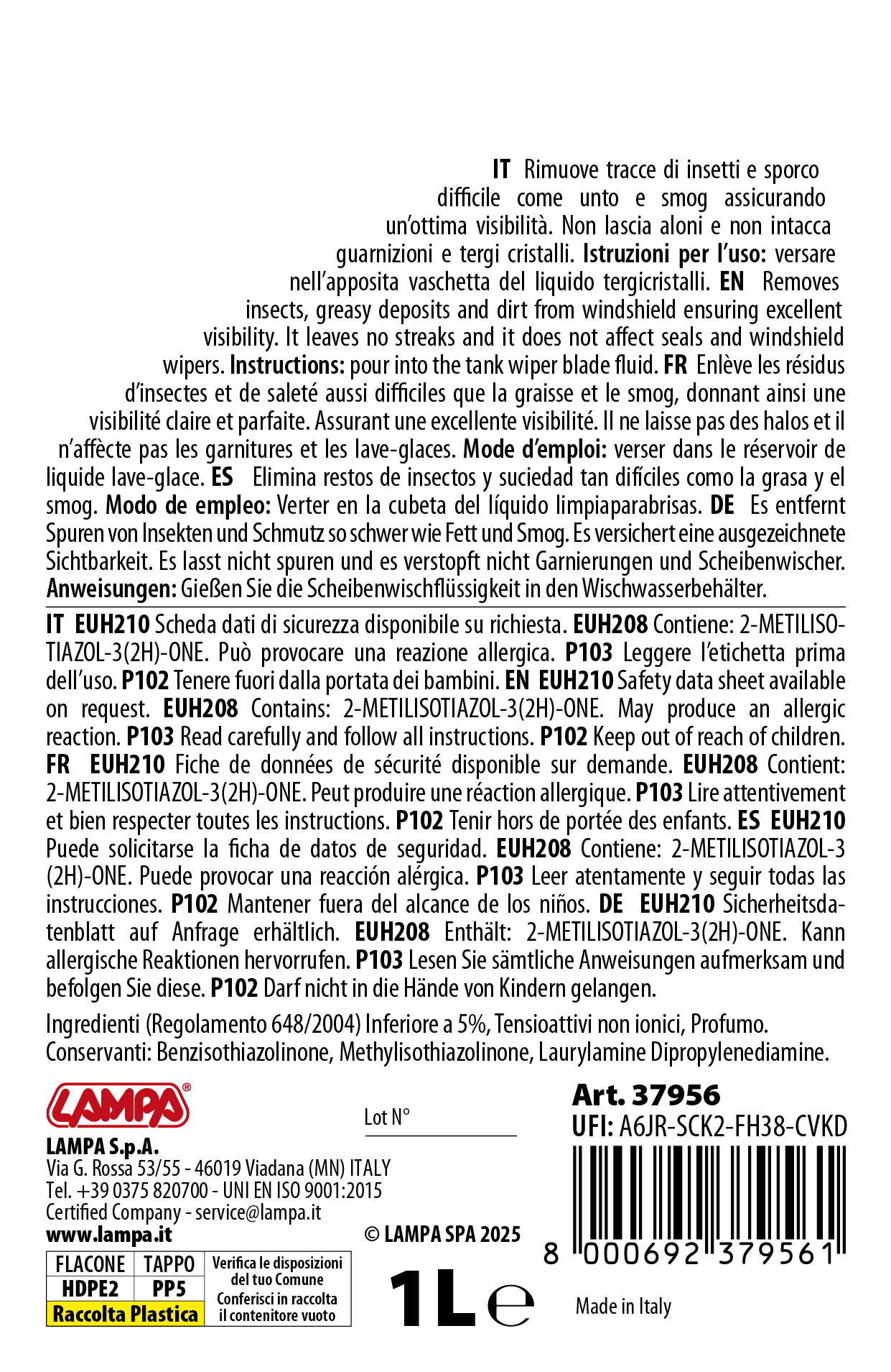 Liquido lavavetro estivo profumato, pronto all'uso - Lavanda - 1000 ml 2 Liquido lavavetro estivo profumato, pronto all'uso - Lavanda - 1000 ml - immagine 2