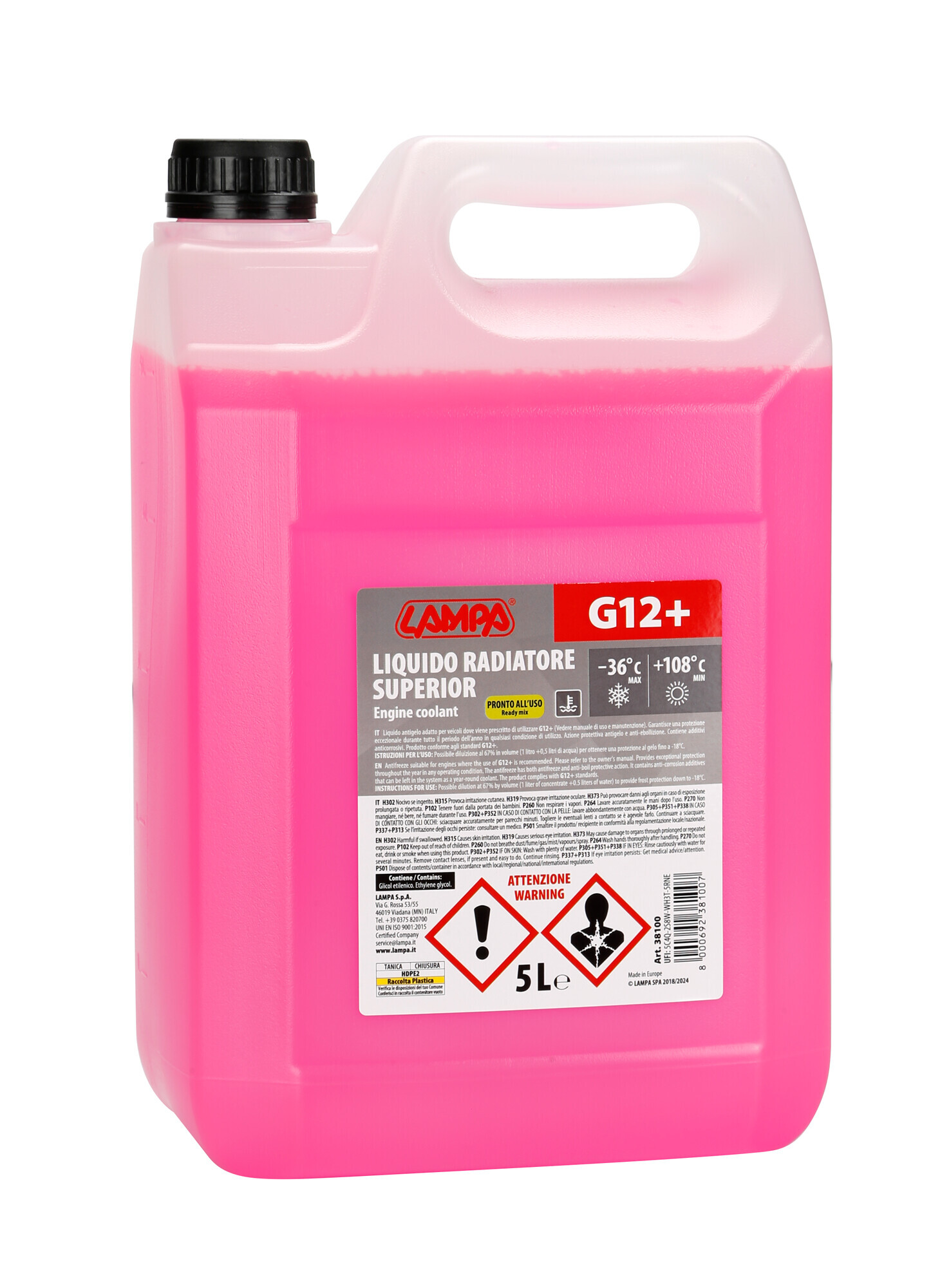 Superior-Rosso G12+, liquido antigelo radiatore - (-36°C/+108°C) - 5 L
