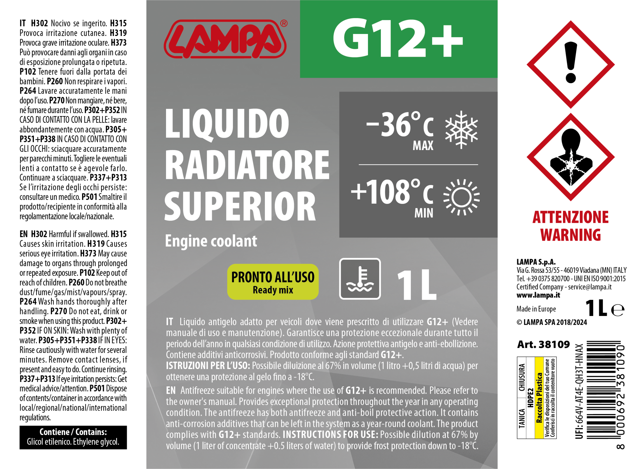 Superior-Verde G12+, liquido antigelo radiatore - (-36°C/+108°C) - 1 L - immagine 2