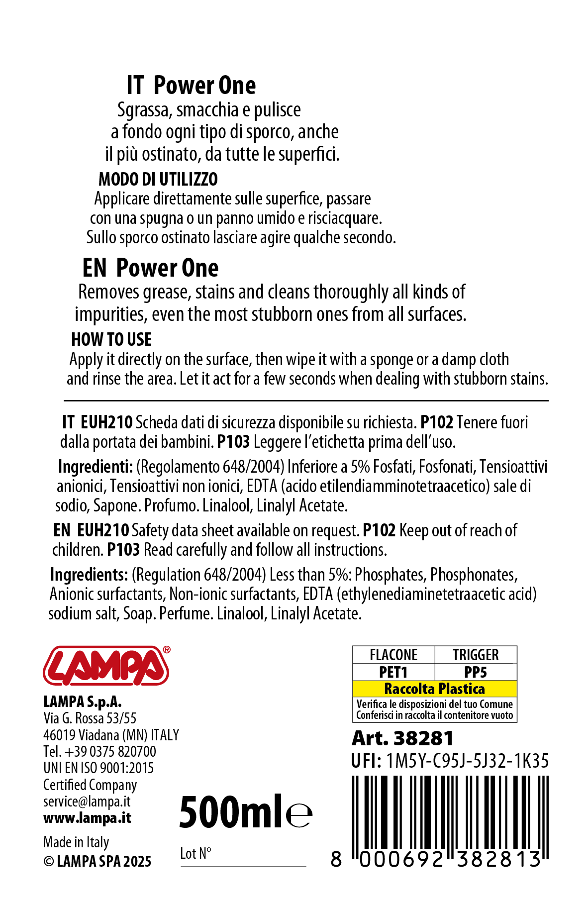 Power One Professional, super sgrassatore pronto all’uso - 500 ml - immagine 2