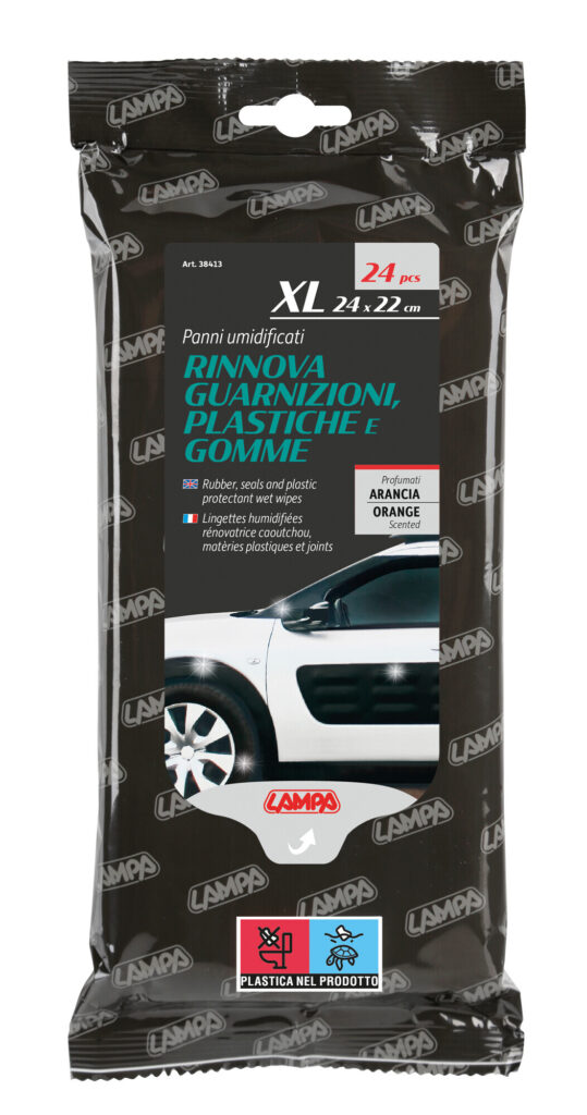 Panni umidificati rinnova guarnizioni, plastiche e gomme - 24 pz - 24x22 cm