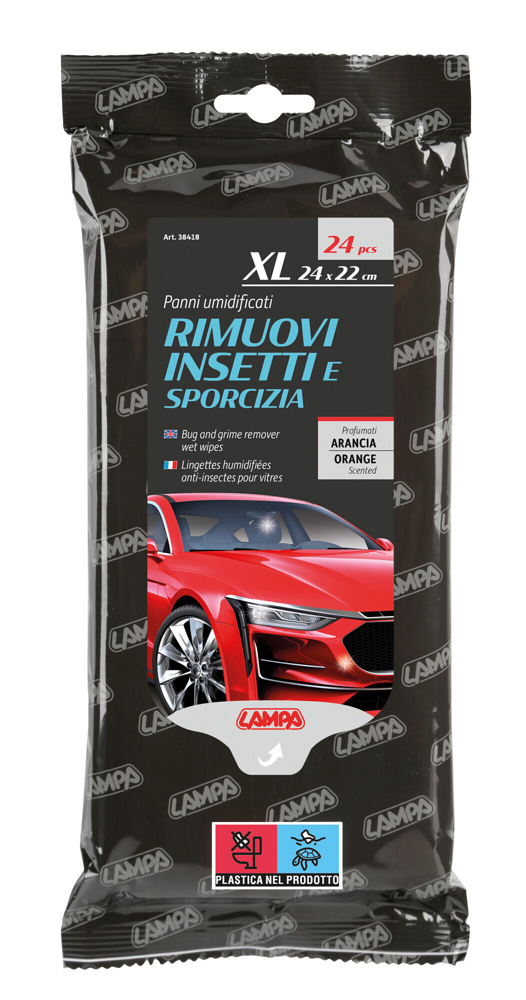 Panni umidificati rimuovi insetti e sporcizia - 24 pz - 24x22 cm