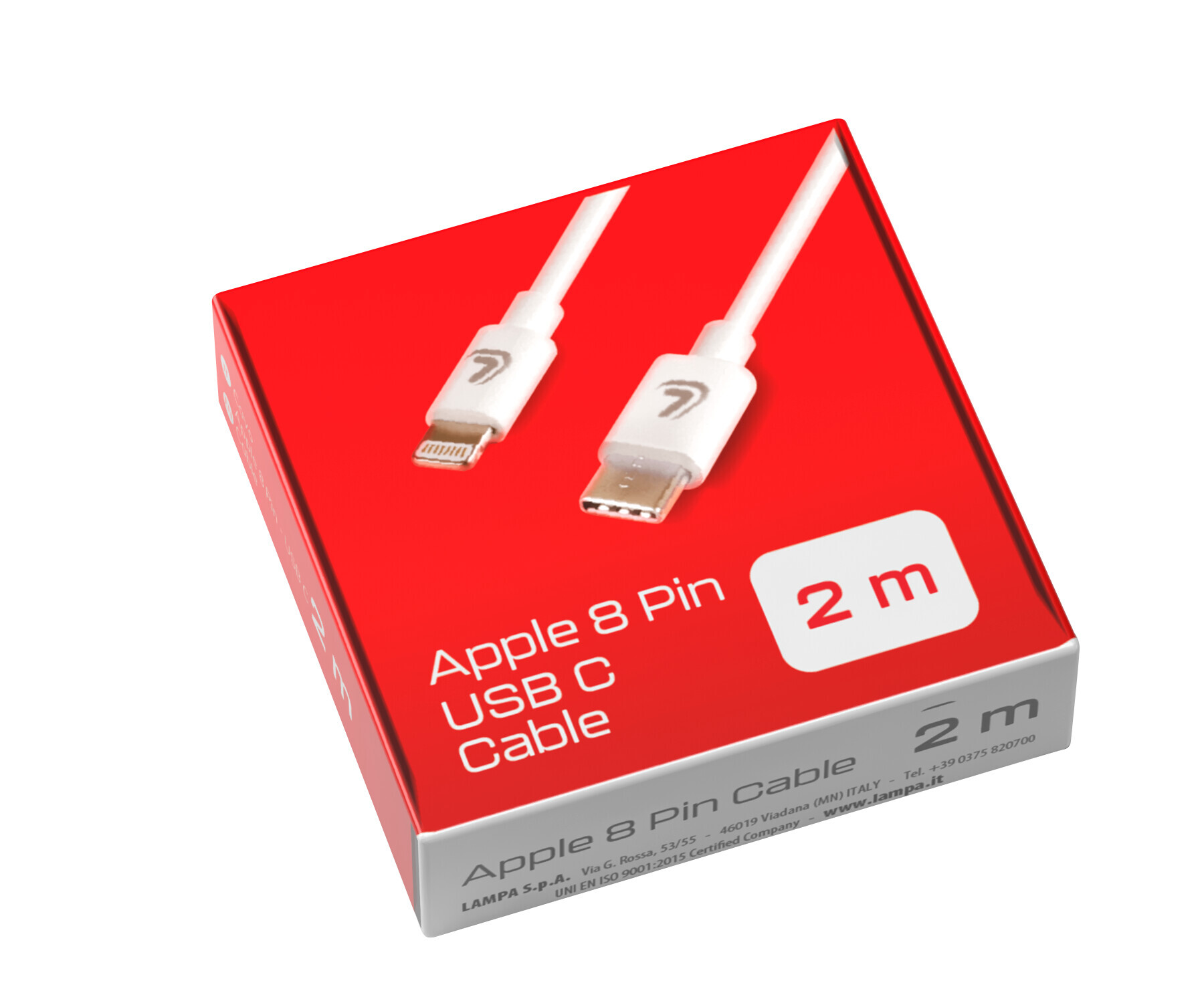 Linea Essentials, Cavo Usb C > Apple 8 Pin - 200 cm - Bianco - Confezione da 5 pezzi - immagine 2