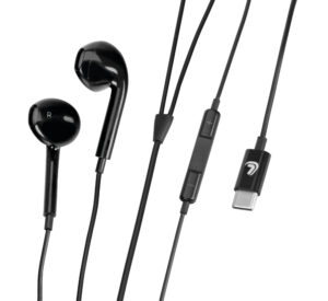 Linea Essentials, auricolari con microfono cavo Usb Type-C - 120 cm - Nero - Confezione da 5 pezzi