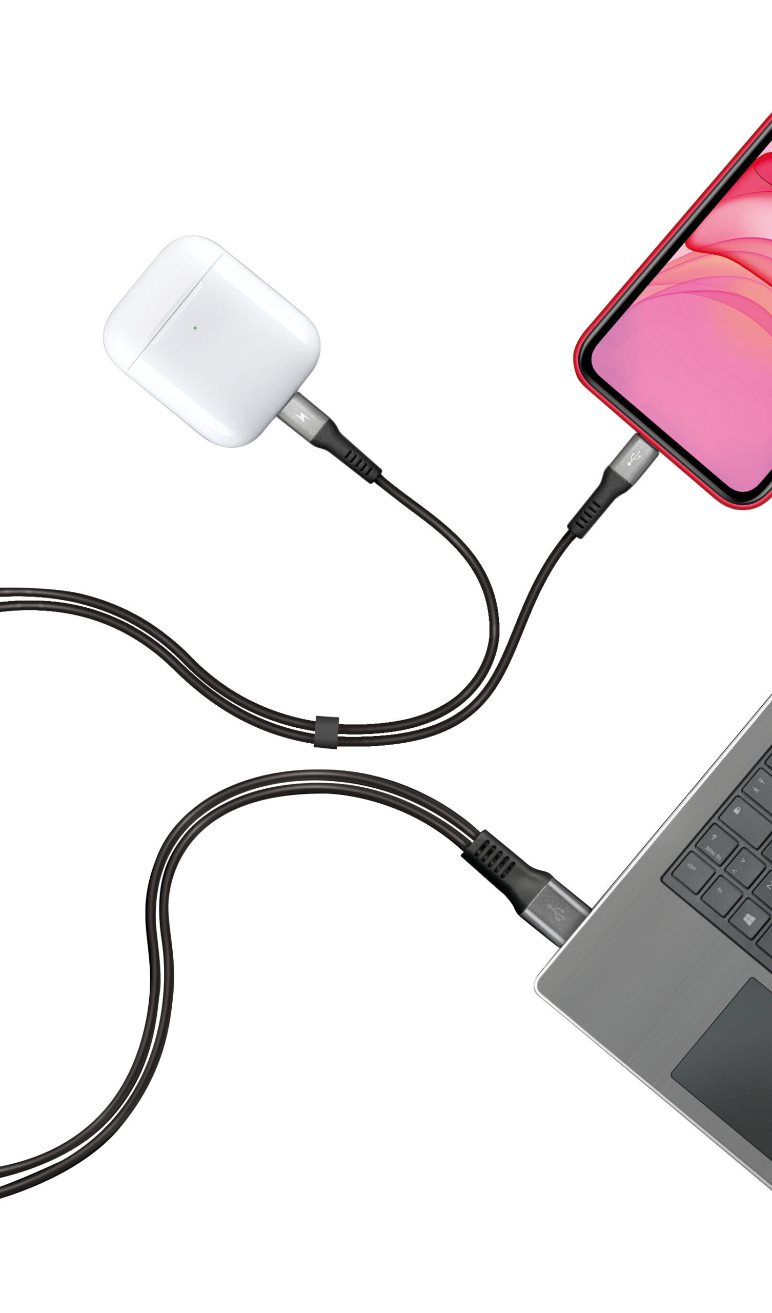 Cavo con doppio connettore, Usb > Apple 8 Pin - 100 cm - Nero 4 Cavo con doppio connettore, Usb > Apple 8 Pin - 100 cm - Nero - immagine 4