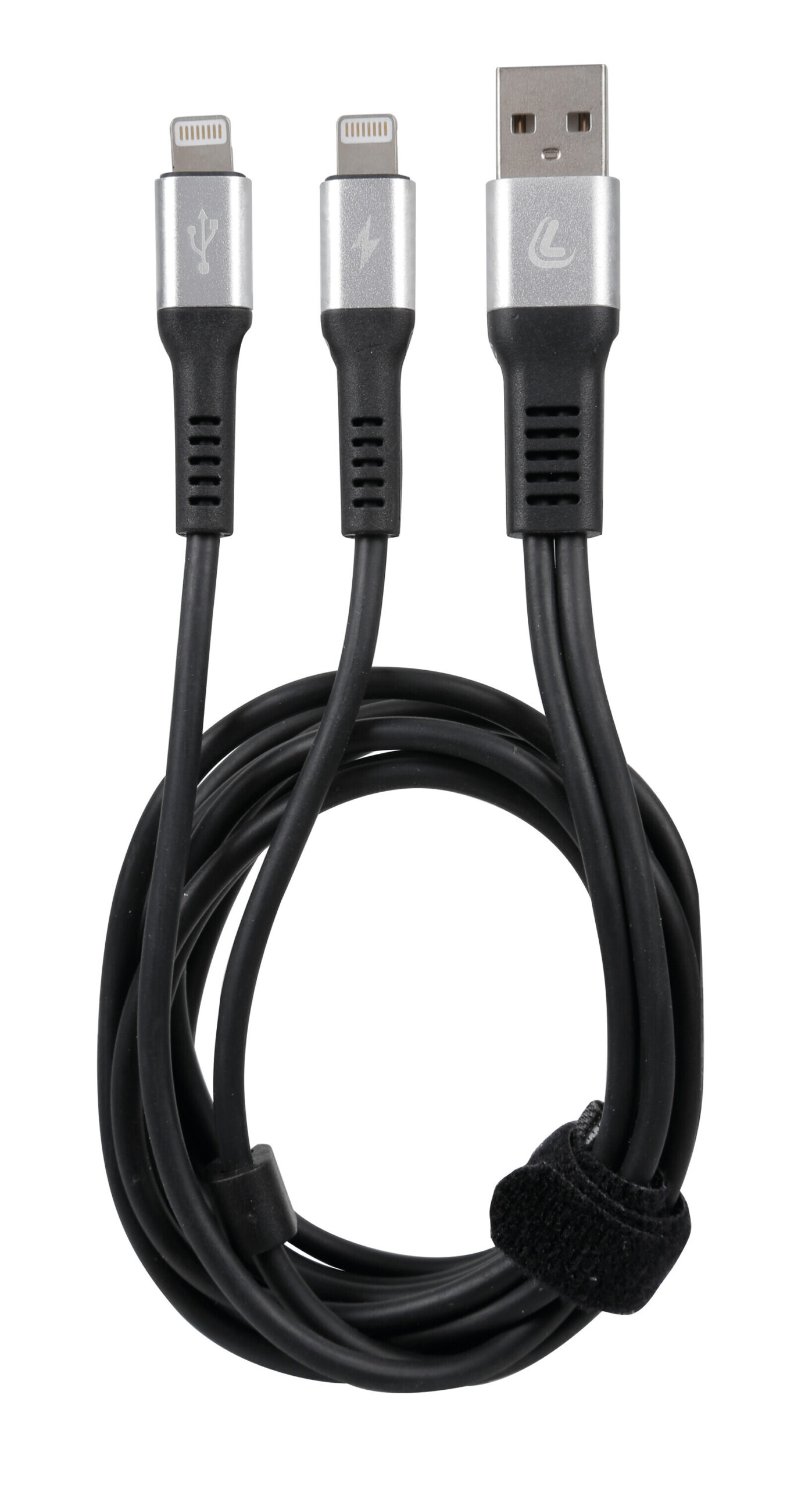 Cavo con doppio connettore, Usb > Apple 8 Pin - 100 cm - Nero 2 Cavo con doppio connettore, Usb > Apple 8 Pin - 100 cm - Nero - immagine 2