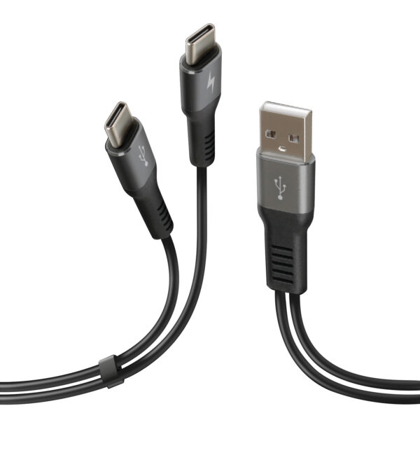 Cavo con doppio connettore, Usb > Type-C - 100 cm - Nero