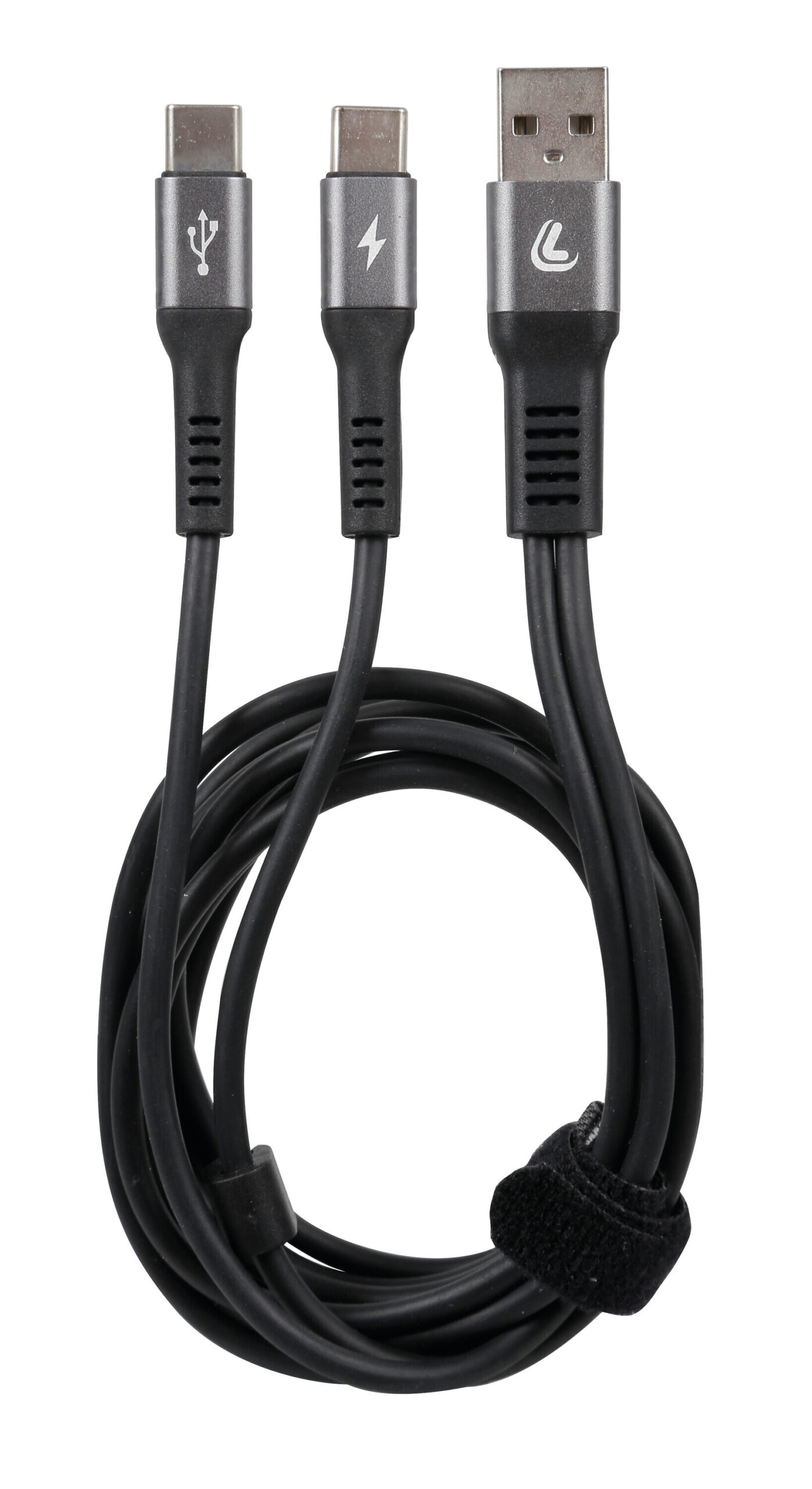 Cavo con doppio connettore, Usb > Type-C - 100 cm - Nero - immagine 2
