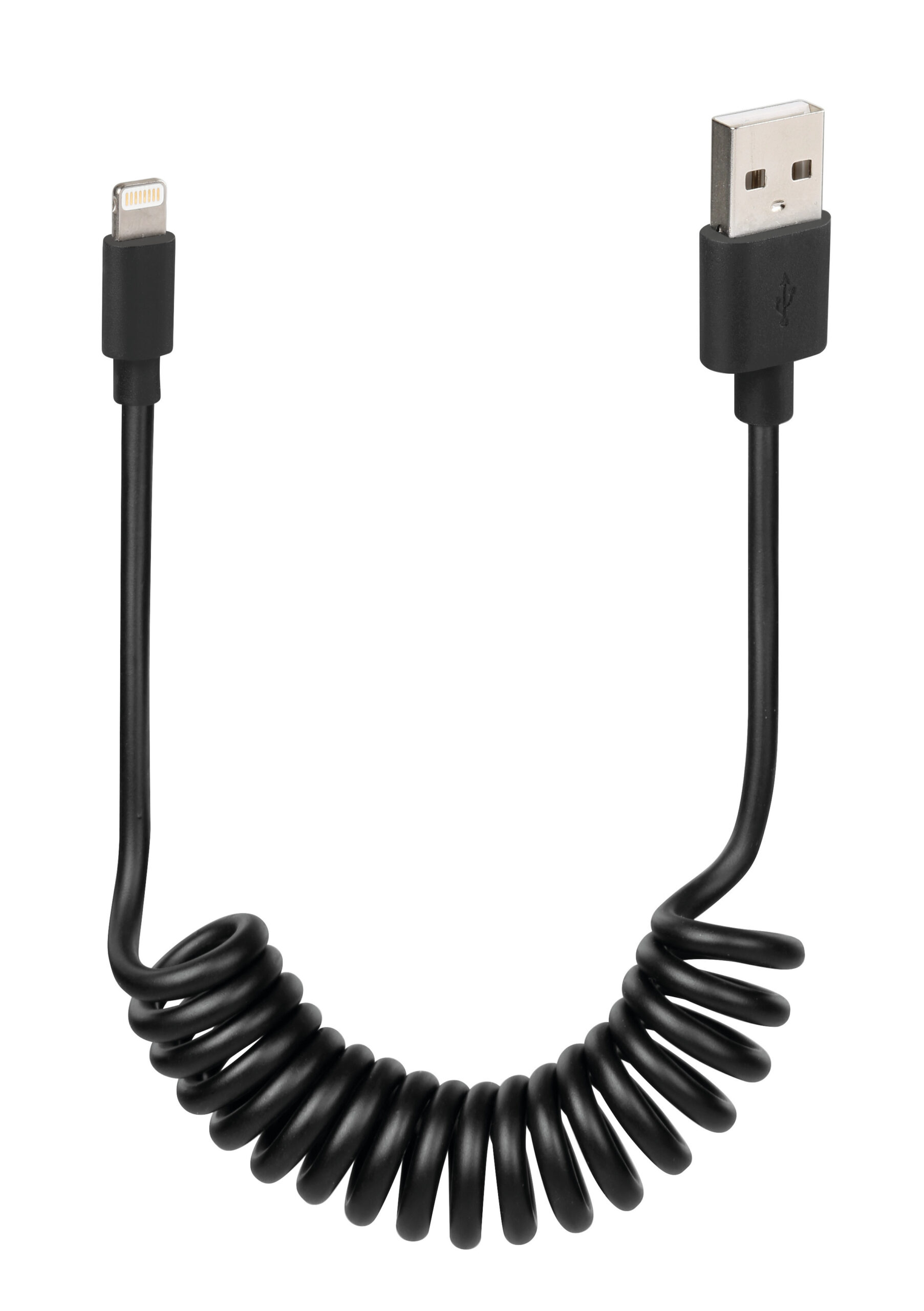 Cavo a spirale Usb > Apple 8 Pin - 100 cm - Nero