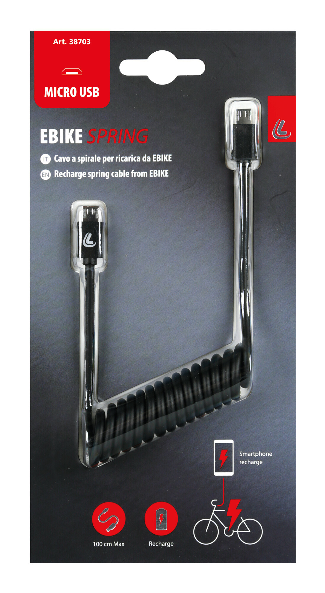 Cavo a spirale per Ebike, Micro Usb > Micro Usb - immagine 2