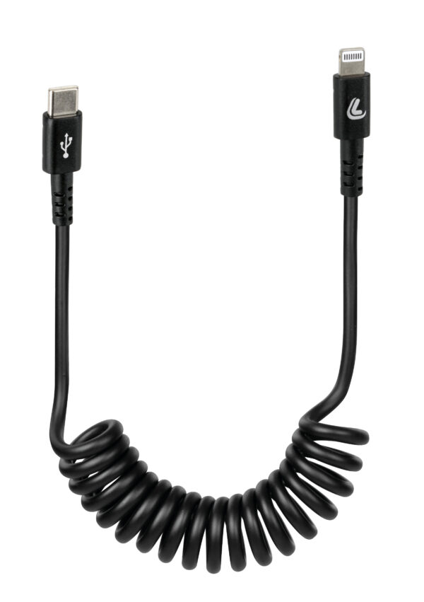 Cavo a spirale Usb Type-C > Apple 8 Pin - 100 cm - Nero