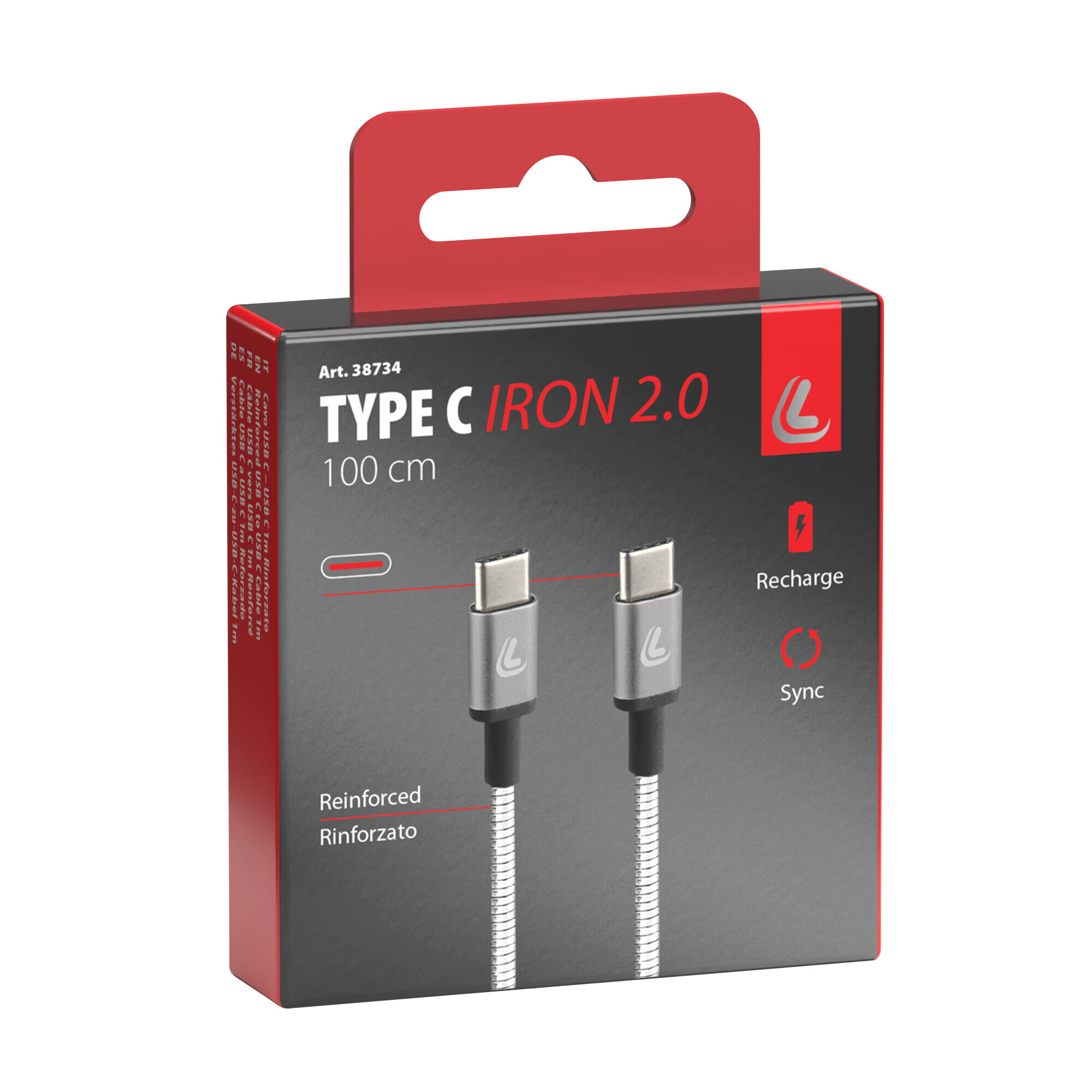Iron 2.0, cavo Usb Type-C > Usb Type-C - 100 cm - immagine 2