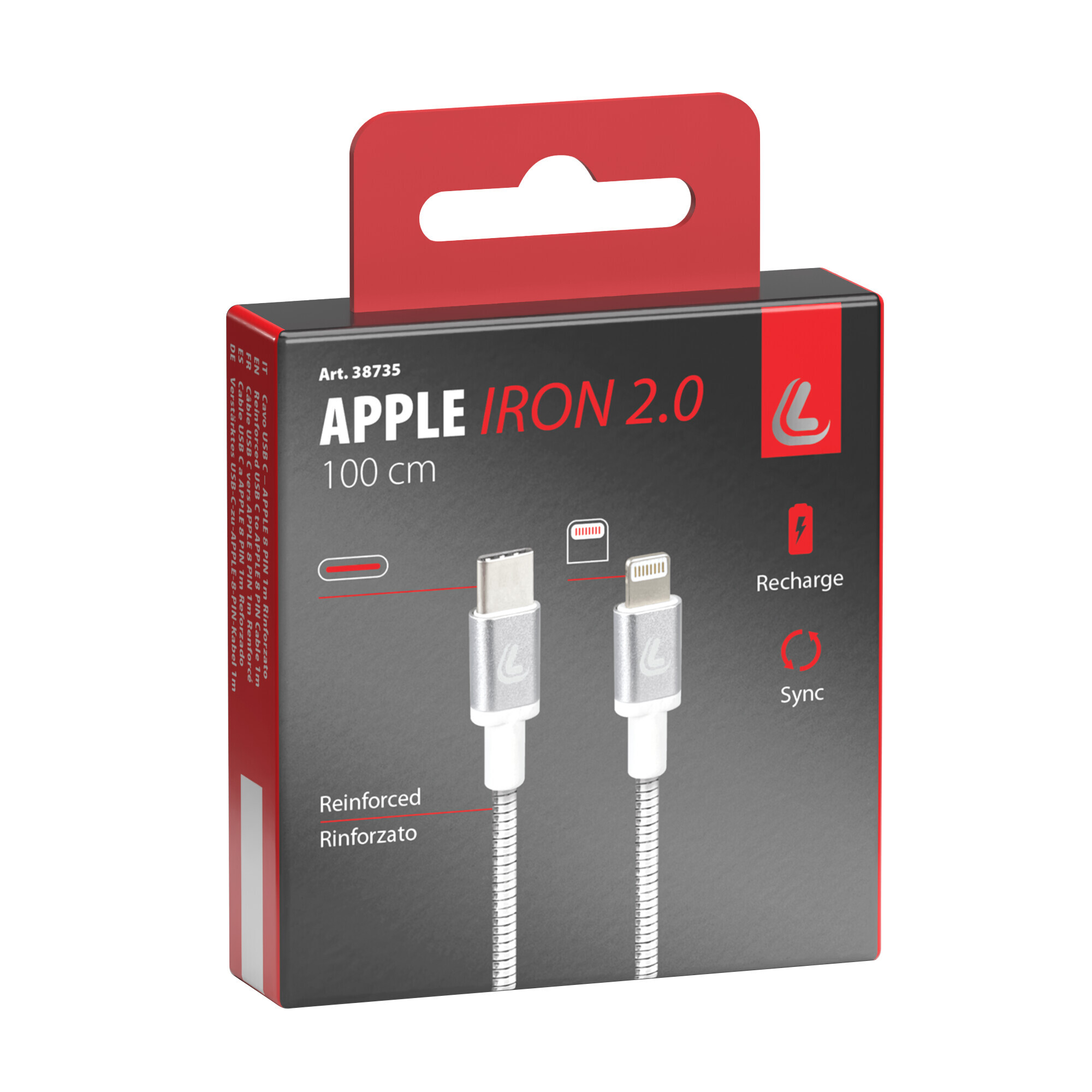 Iron 2.0, cavo Usb Type-C > Apple 8 Pin - 100 cm - immagine 2