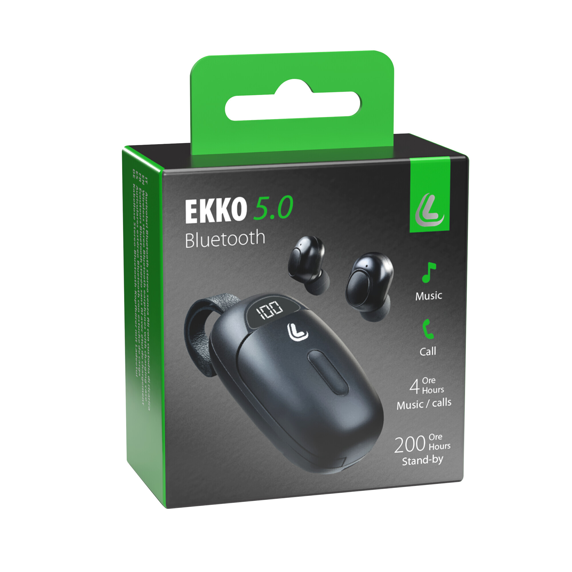 Ekko 5.0, auricolari Bluetooth stereo senza fili con custodia di ricarica - immagine 4