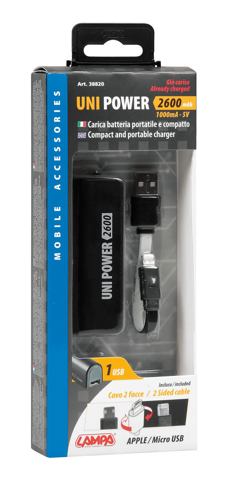 Uni-Power 2600 power-pack con cavo universal Apple / Micro Usb - immagine 7