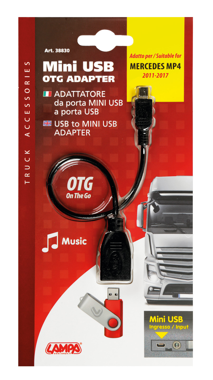 Cavo OTG Usb > Mini Usb - 20 cm - Nero - immagine 2