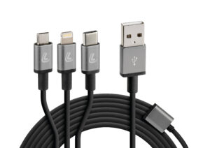 Cerbero, cavo ricarica con 3 connettori - 100 cm - Nero