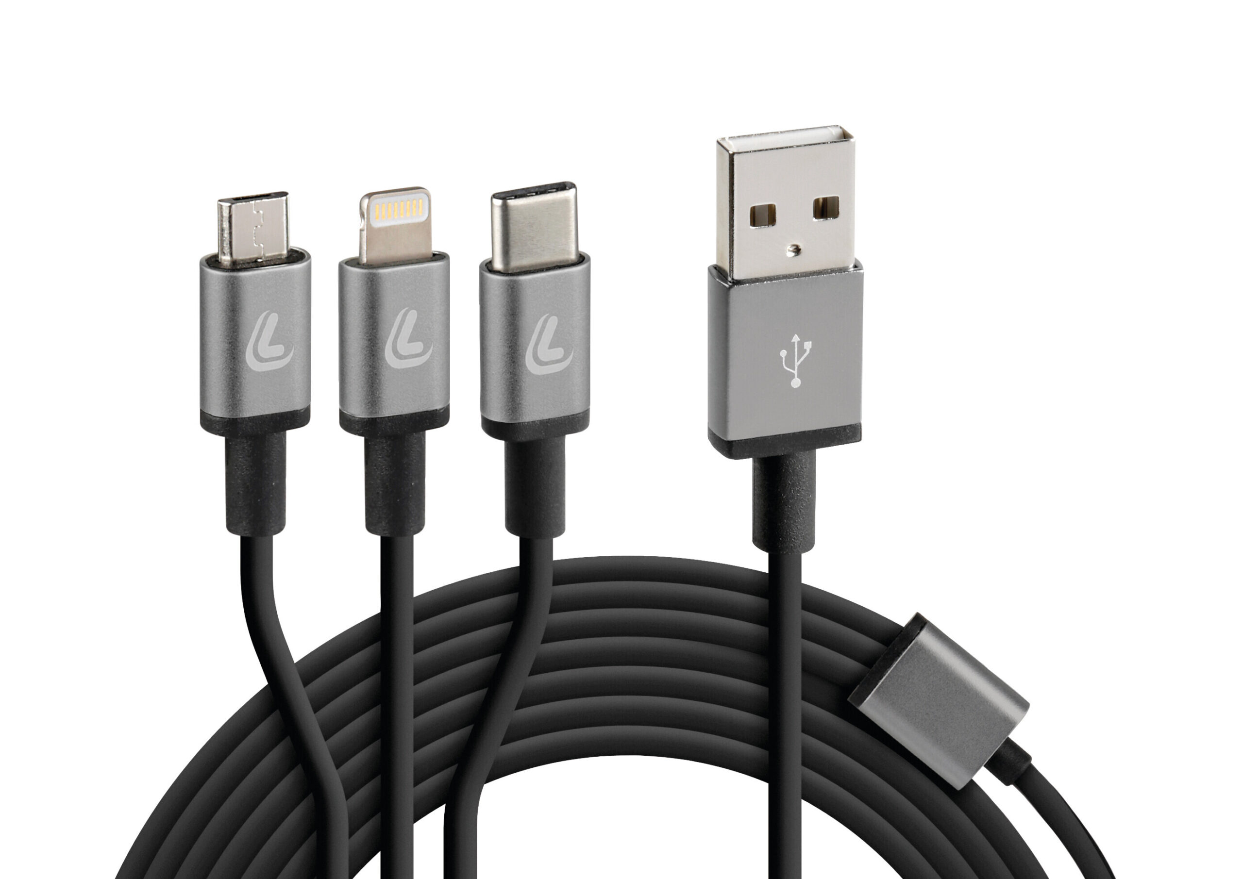 Cerbero, cavo ricarica con 3 connettori - 100 cm - Nero