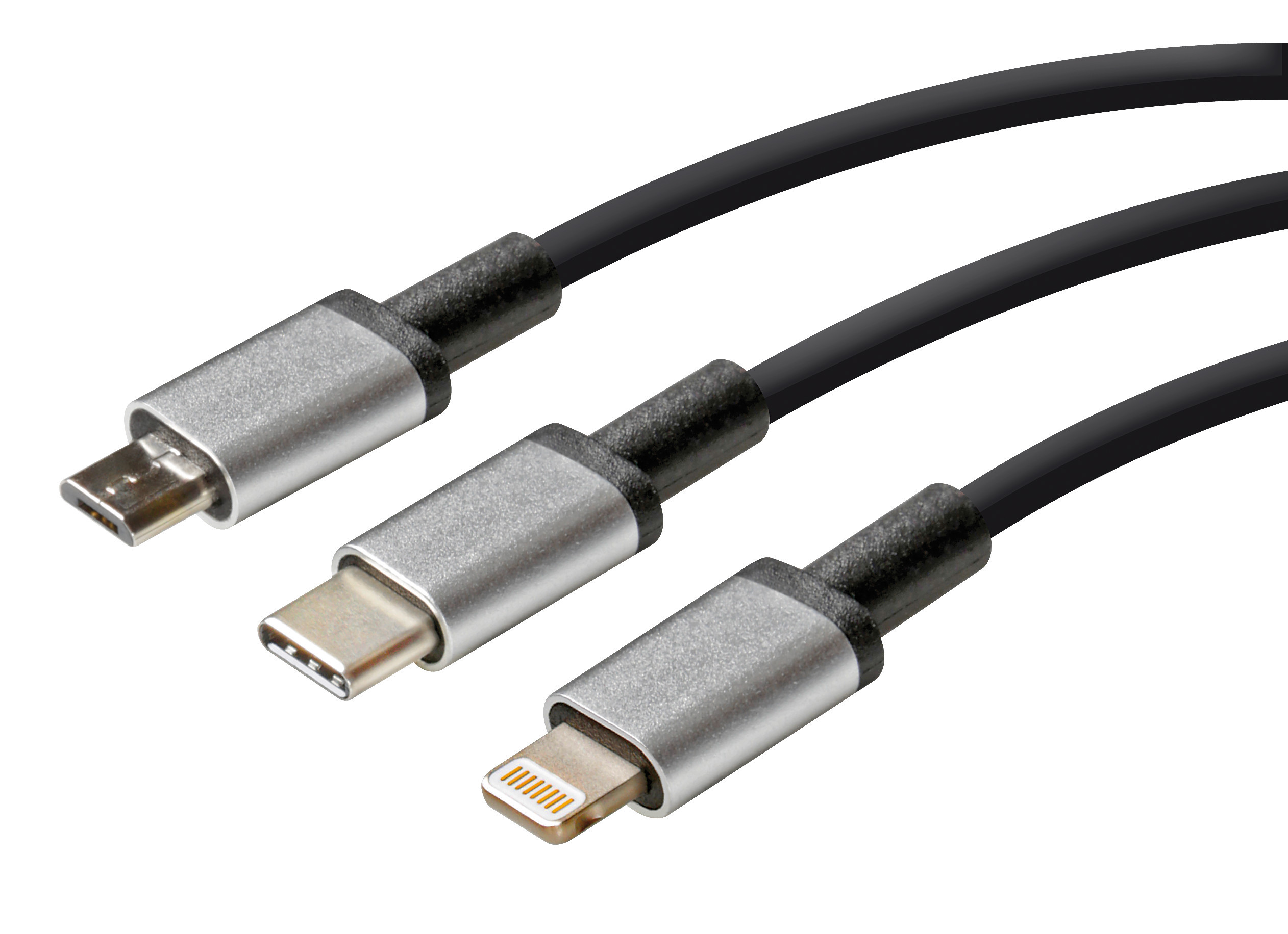 Cerbero, cavo ricarica con 3 connettori - 100 cm - Nero - immagine 2